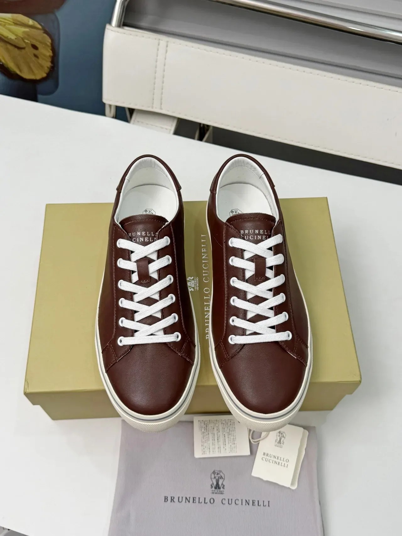 Brunello Cucinelli Brown Leather Low-Top Lifestyle Sneakers 6