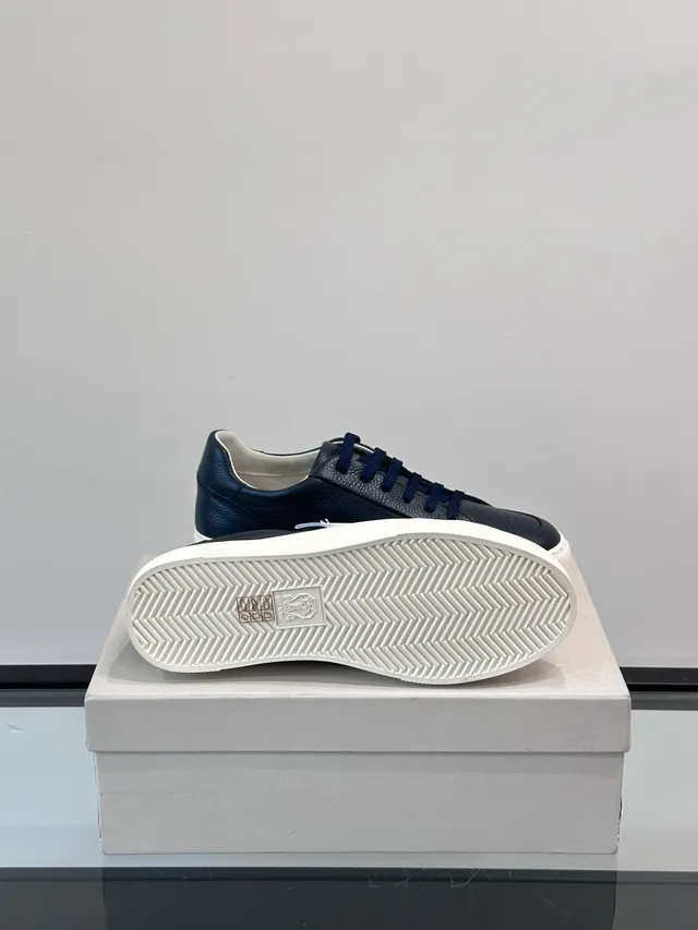 Brunello Cucinelli Navy Leather Lifestyle Sneakers 2
