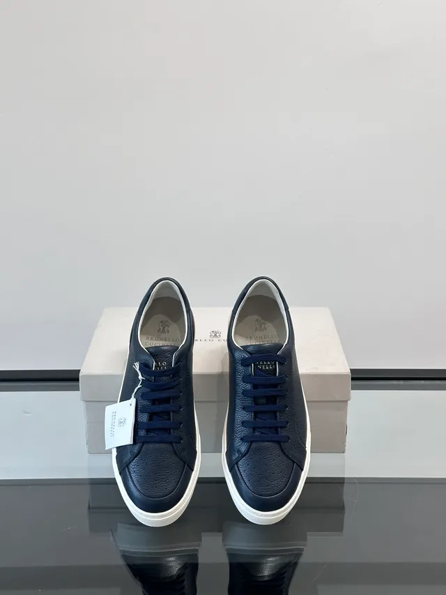 Brunello Cucinelli Navy Leather Lifestyle Sneakers 4