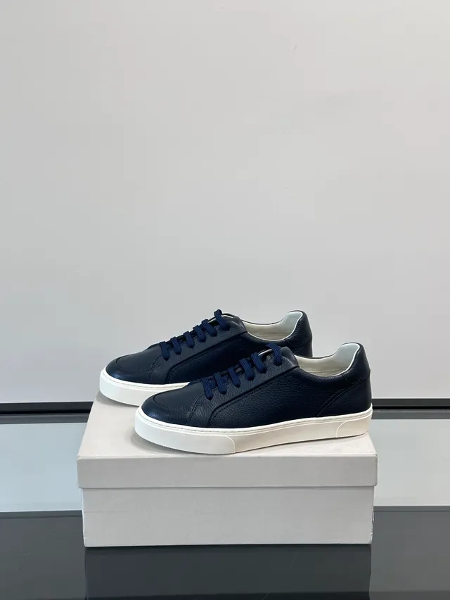 Brunello Cucinelli Navy Leather Lifestyle Sneakers 5
