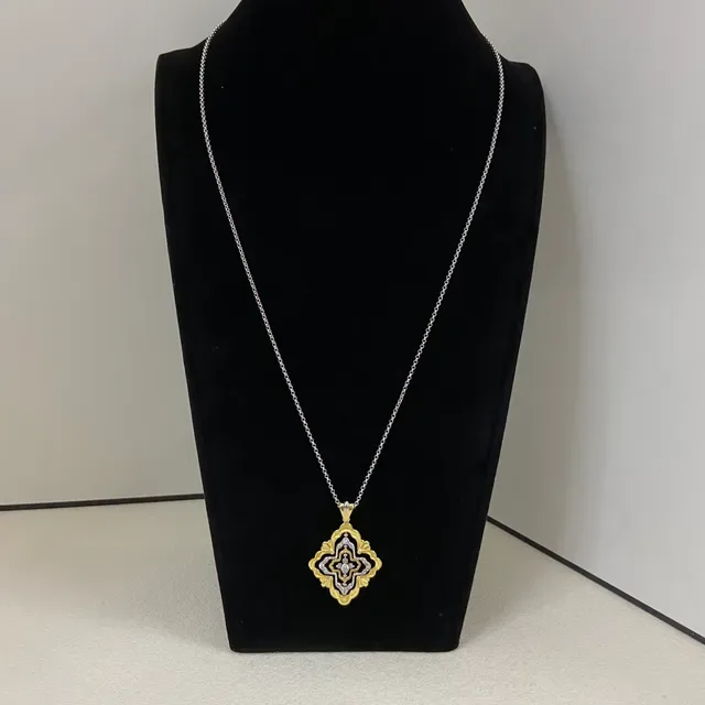 Buccellati Floral Quatrefoil Enamel and Pavé Pendant Necklaces 5