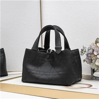 Burgundy Quilted Diamond-Stitched Leather Top-Handle Silhouette Tote Bag 6