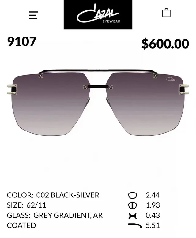 Cazal 9107 Blue Gold Shield-Style Double-Bar Bridge Sunglasses 5