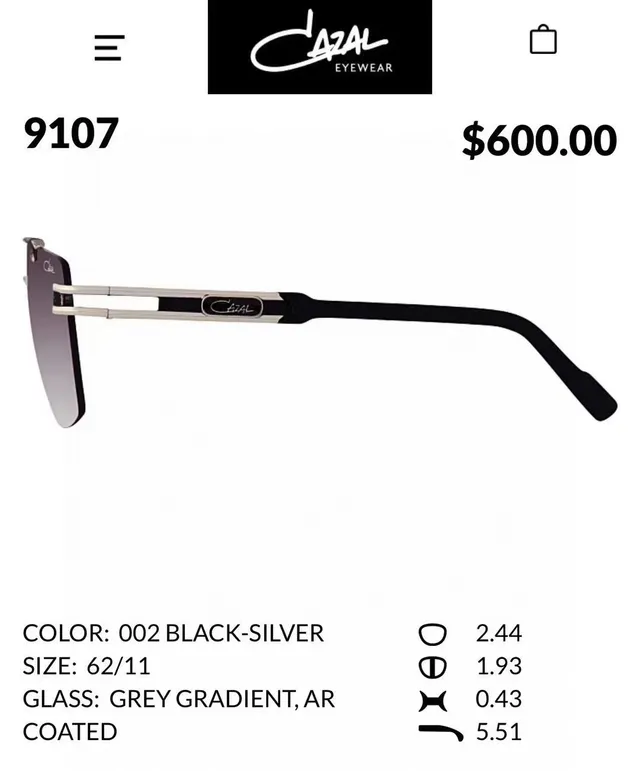 Cazal 9107 Blue Gold Shield-Style Double-Bar Bridge Sunglasses 6