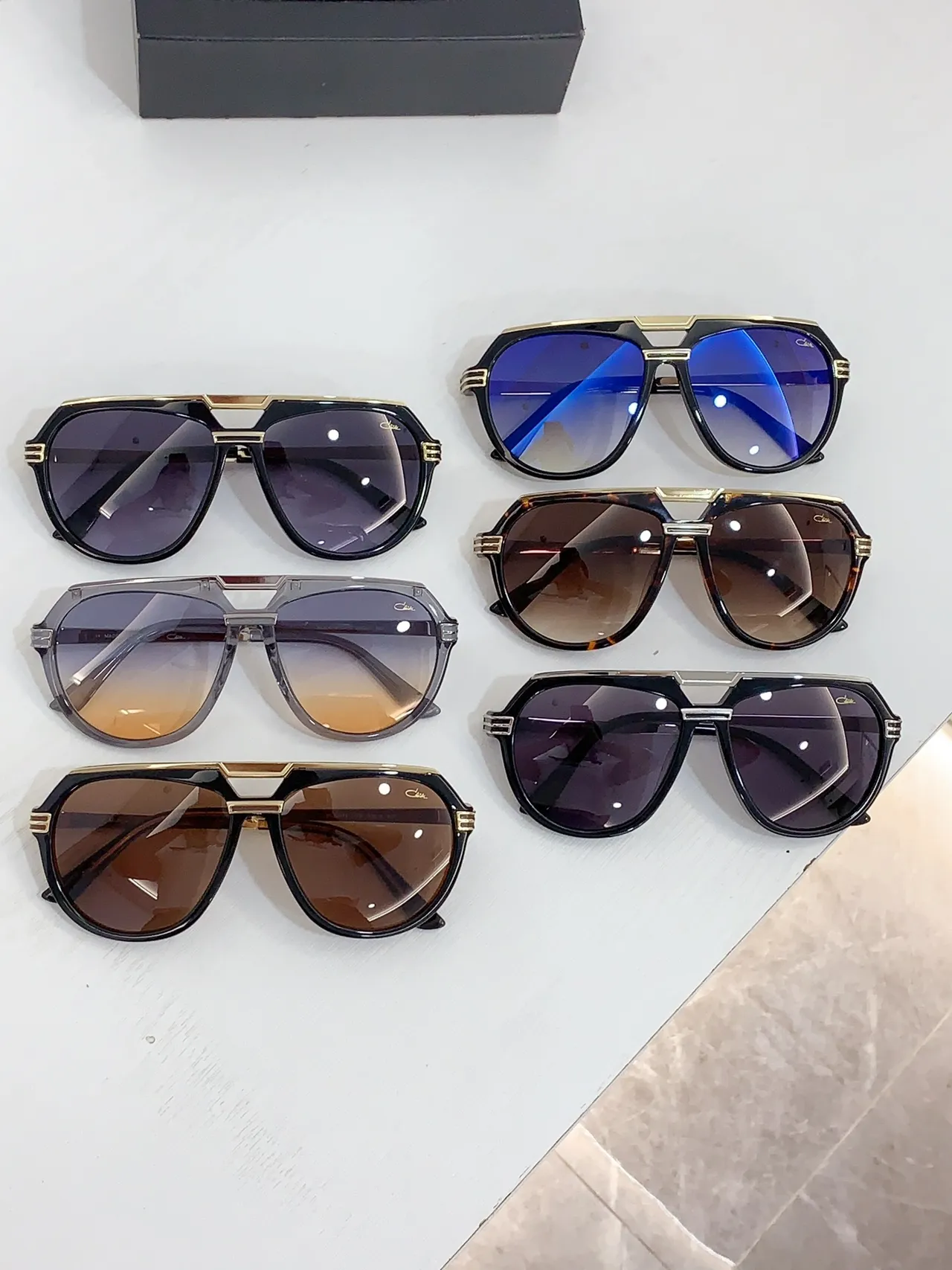 Cazal Brown Gold Aviator-Style Tortoiseshell Acetate Sunglasses 3