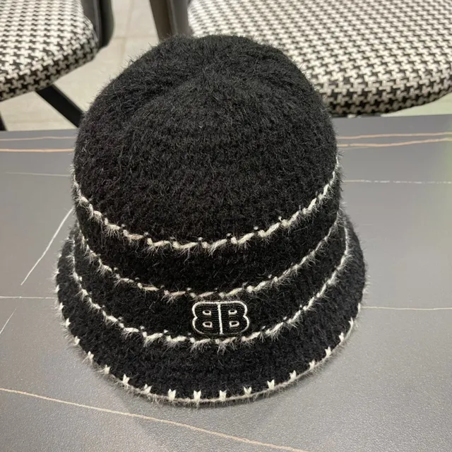 Charcoal Gray and White Knit Bucket Hat 7