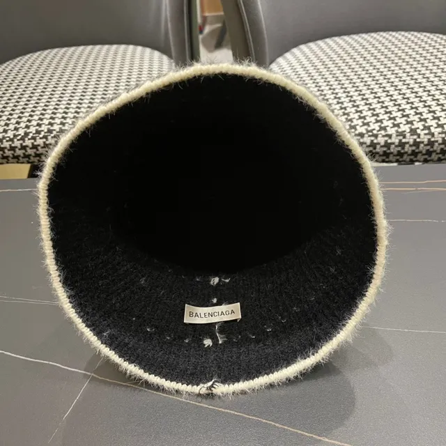 Charcoal Gray and White Knit Bucket Hat 10