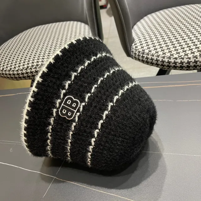 Charcoal Gray and White Knit Bucket Hat 11