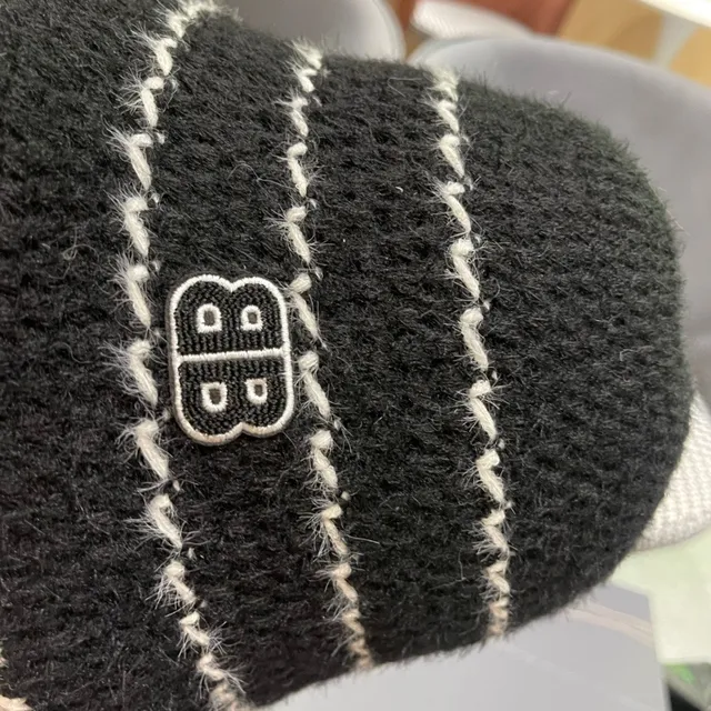 Charcoal Gray and White Knit Bucket Hat 12