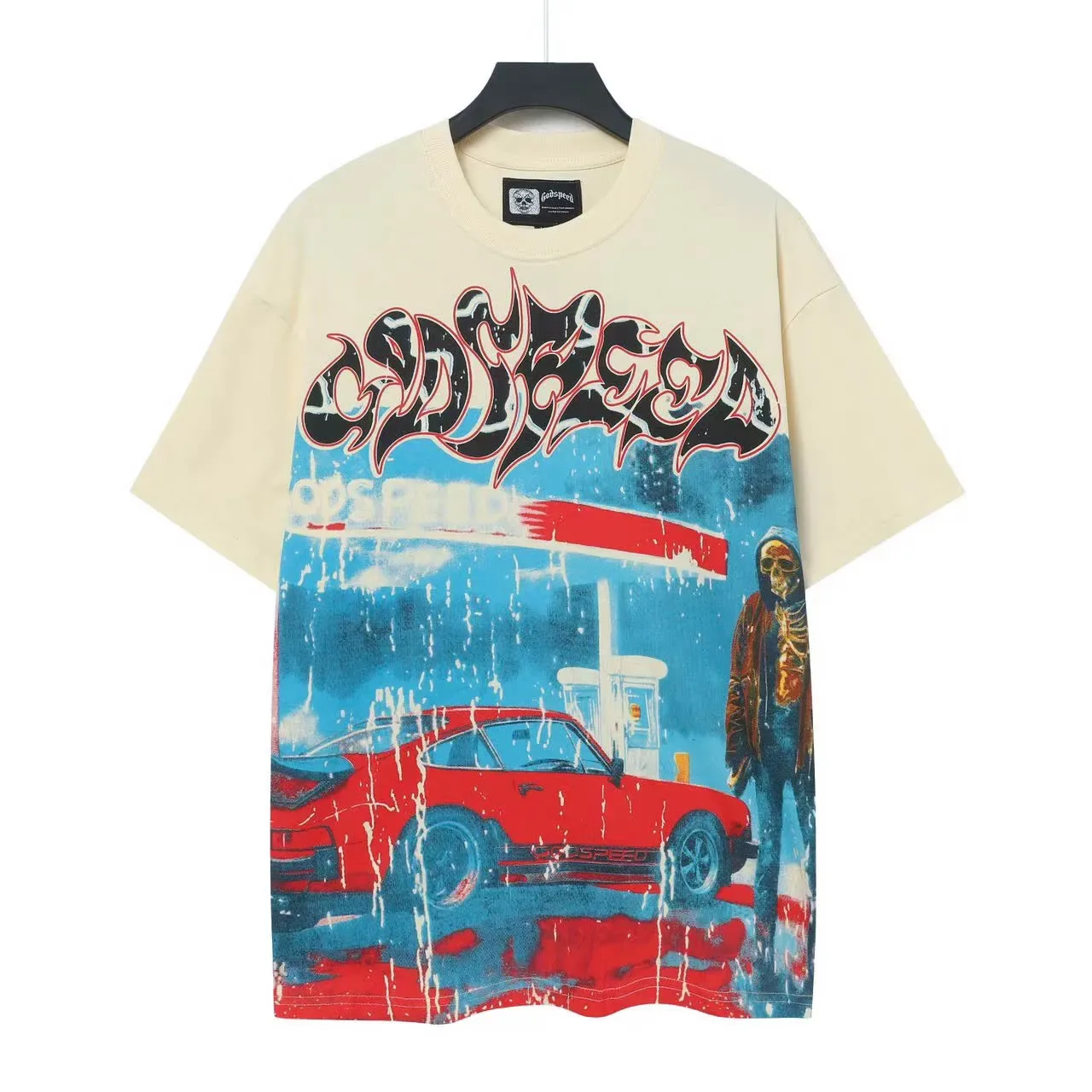 Cream Oversized Double-Sided Graphic Print T-Shirt 2