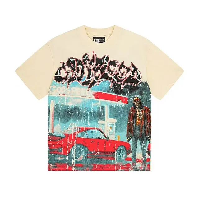 Cream Oversized Double-Sided Graphic Print T-Shirt 4