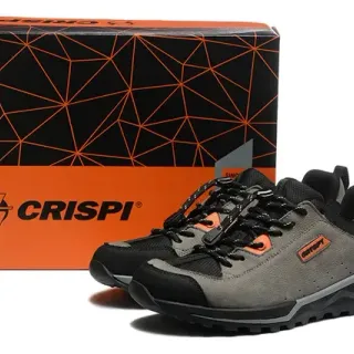 CRISPI Gray Black Mixed-Material Upper Rugged Tread Sole Lifestyle Sneakers