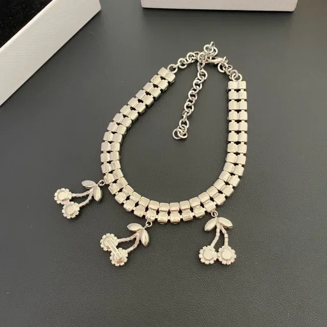 Crystal-Encrusted Cherry Dangle Choker Necklace 6