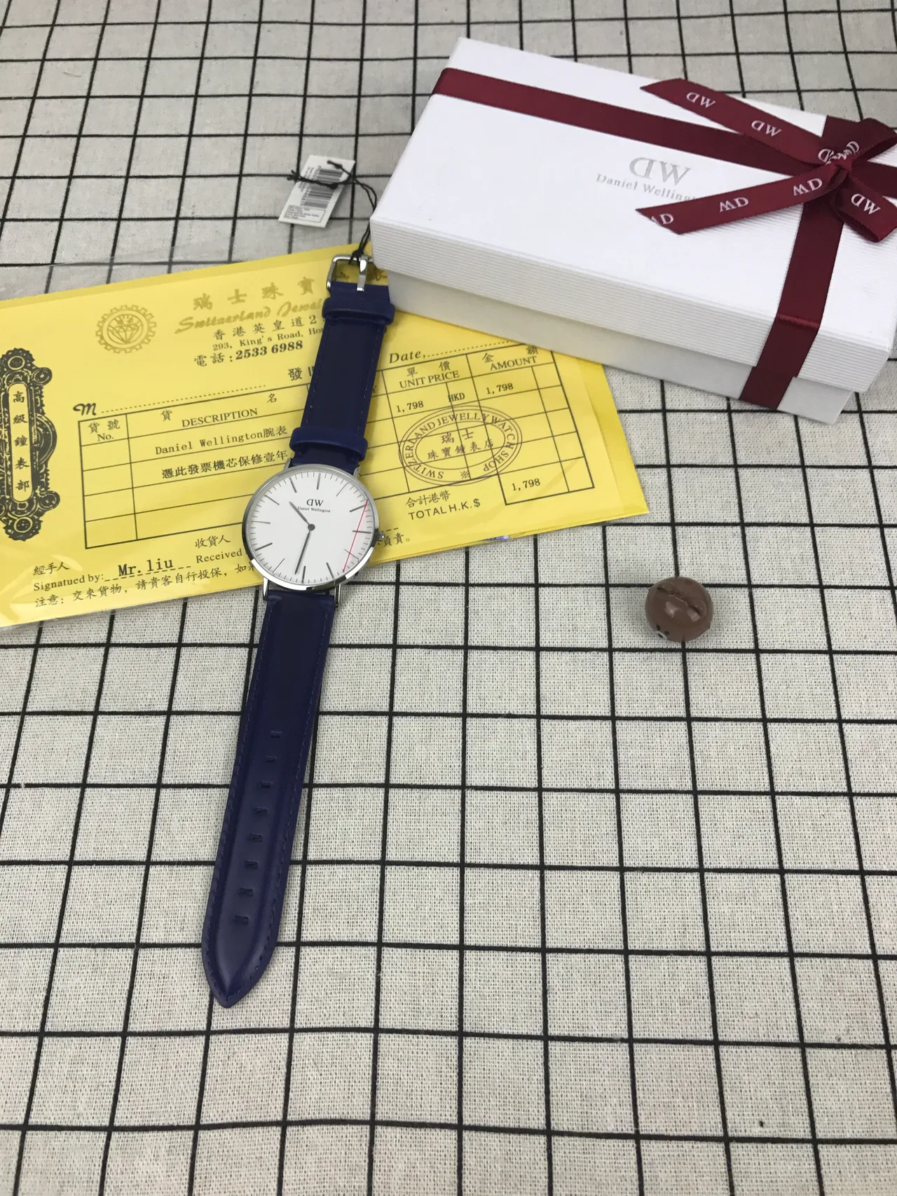 Daniel Wellington Classic Blue Leather Strap Quartz Watch 2