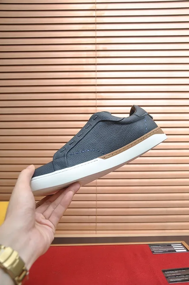 Dark Gray Pebbled Leather Laceless Slip-On Sneaker 5