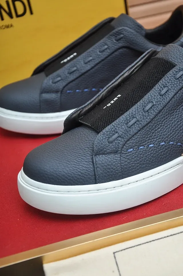 Dark Gray Pebbled Leather Laceless Slip-On Sneaker 8