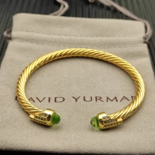 David Yurman Cable Classic dorada verde trenzada pulsera
