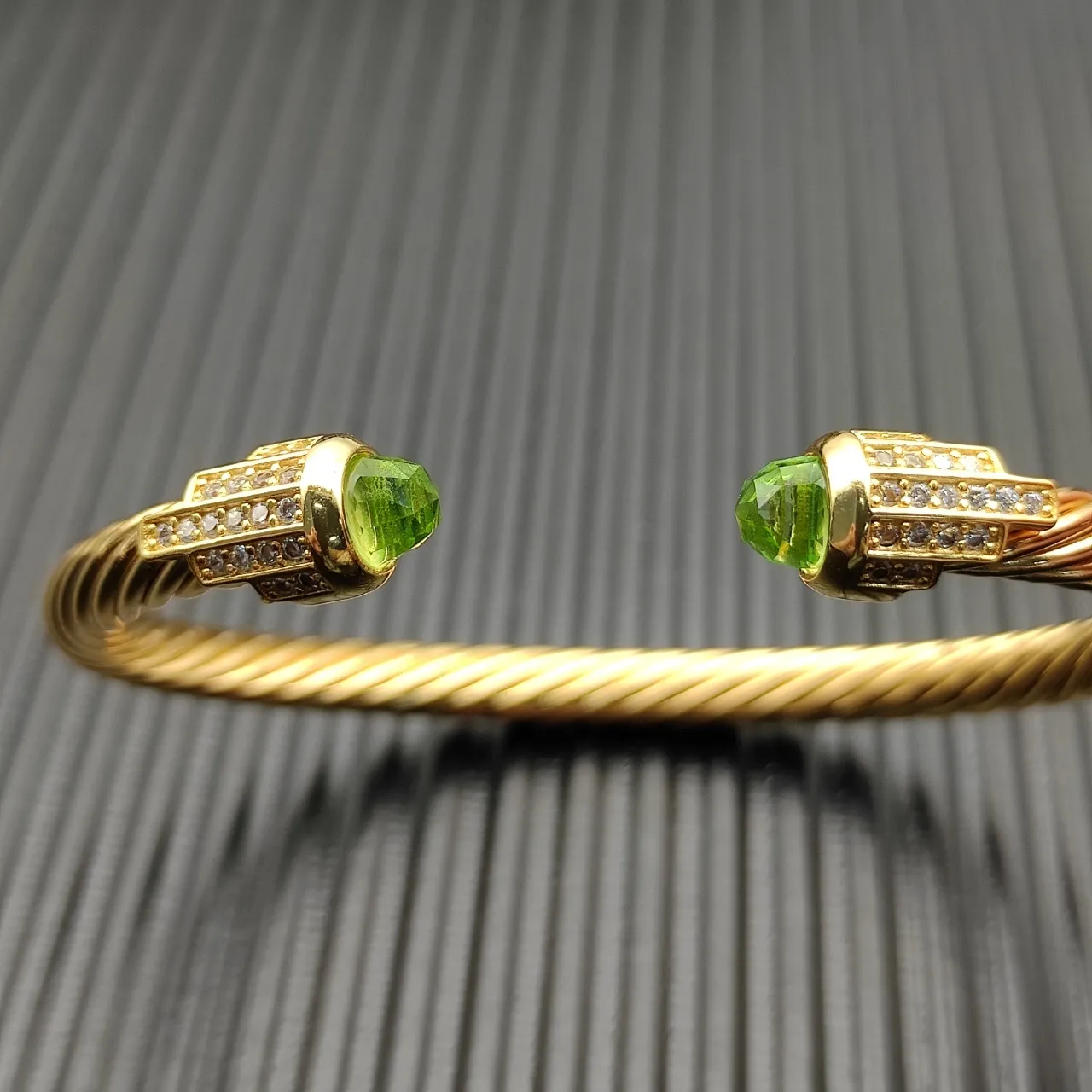 David Yurman Cable Classic Gold Green Twisted Bracelet 3