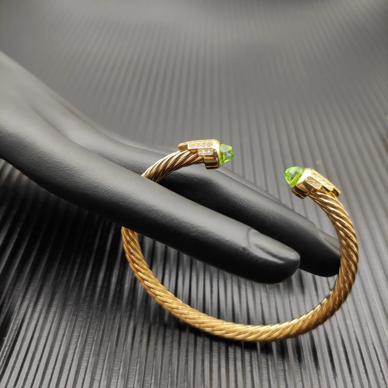 David Yurman Cable Classic Gold Green Twisted Bracelet 5