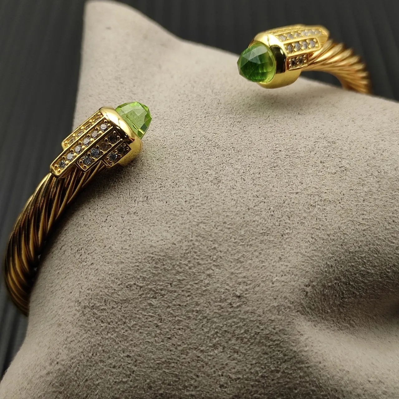 David Yurman Cable Classic Gold Green Twisted Bracelet 6