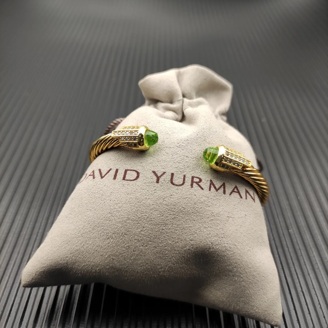 David Yurman Cable Classic Gold Green Twisted Bracelet 7