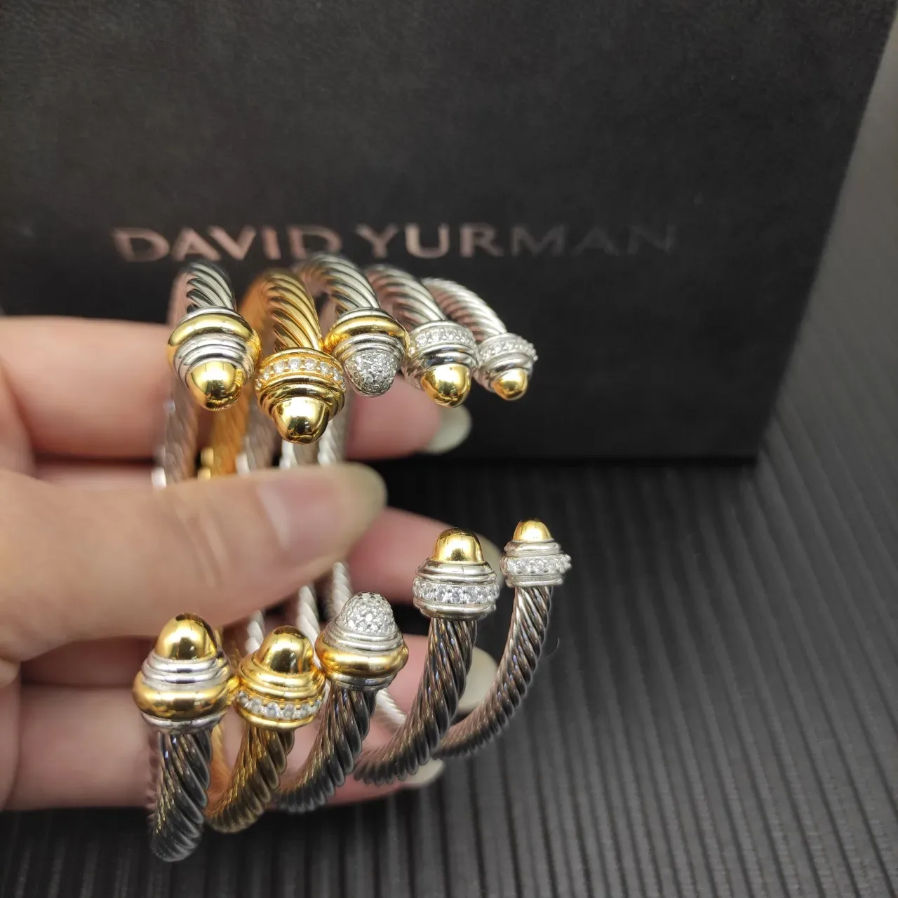 David Yurman Cable Classic Twisted Two-Tone Pavé Bracelet 5