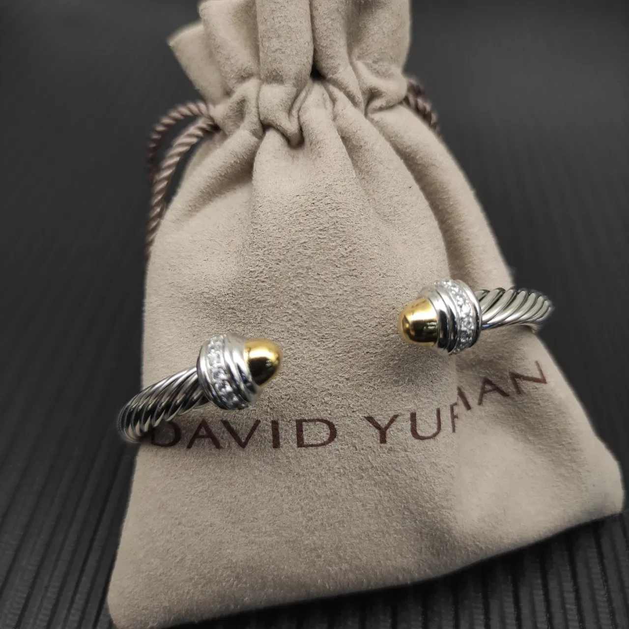 David Yurman Cable Classic Twisted Two-Tone Pavé Bracelet 8