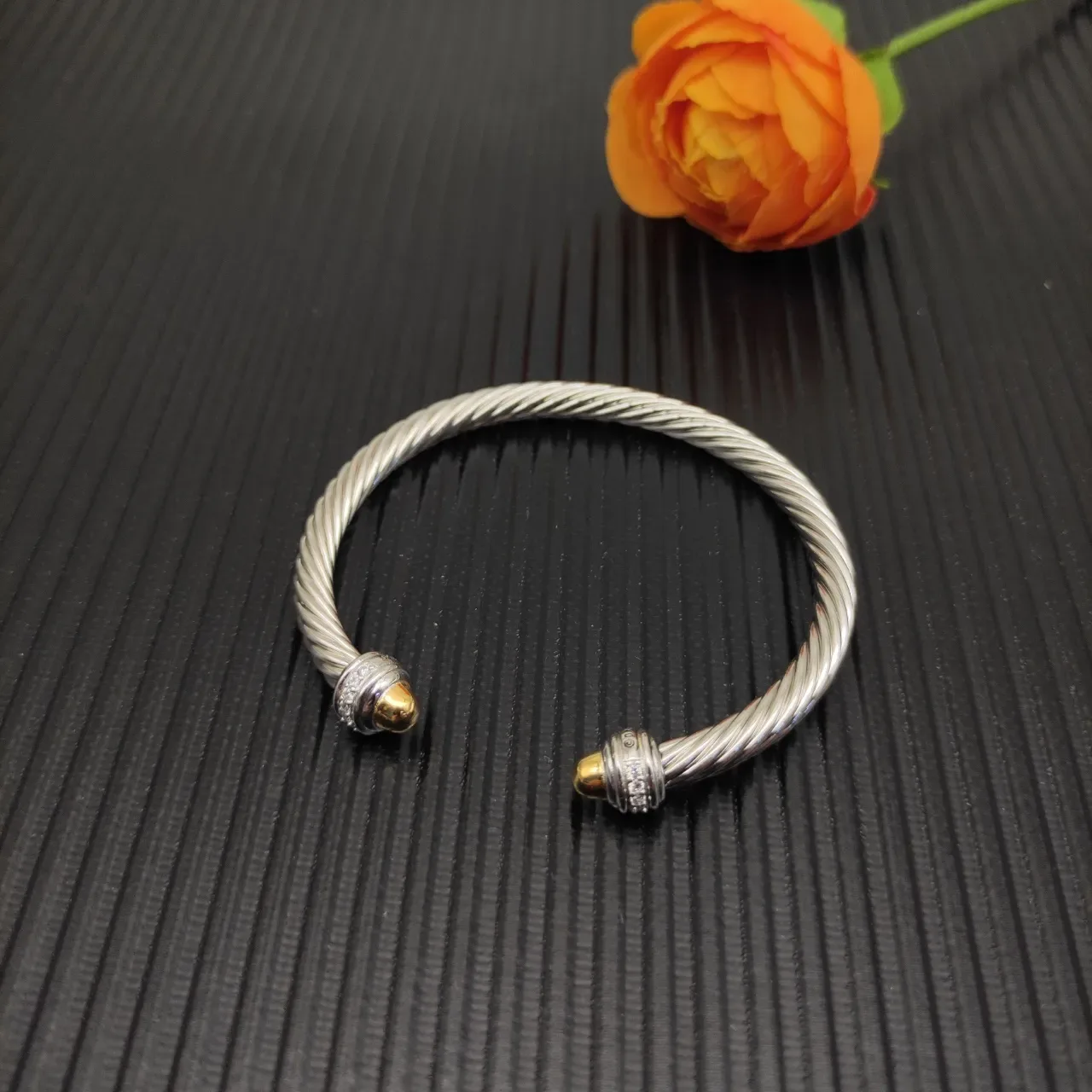 David Yurman Cable Classic Twisted Two-Tone Pavé Bracelet 10