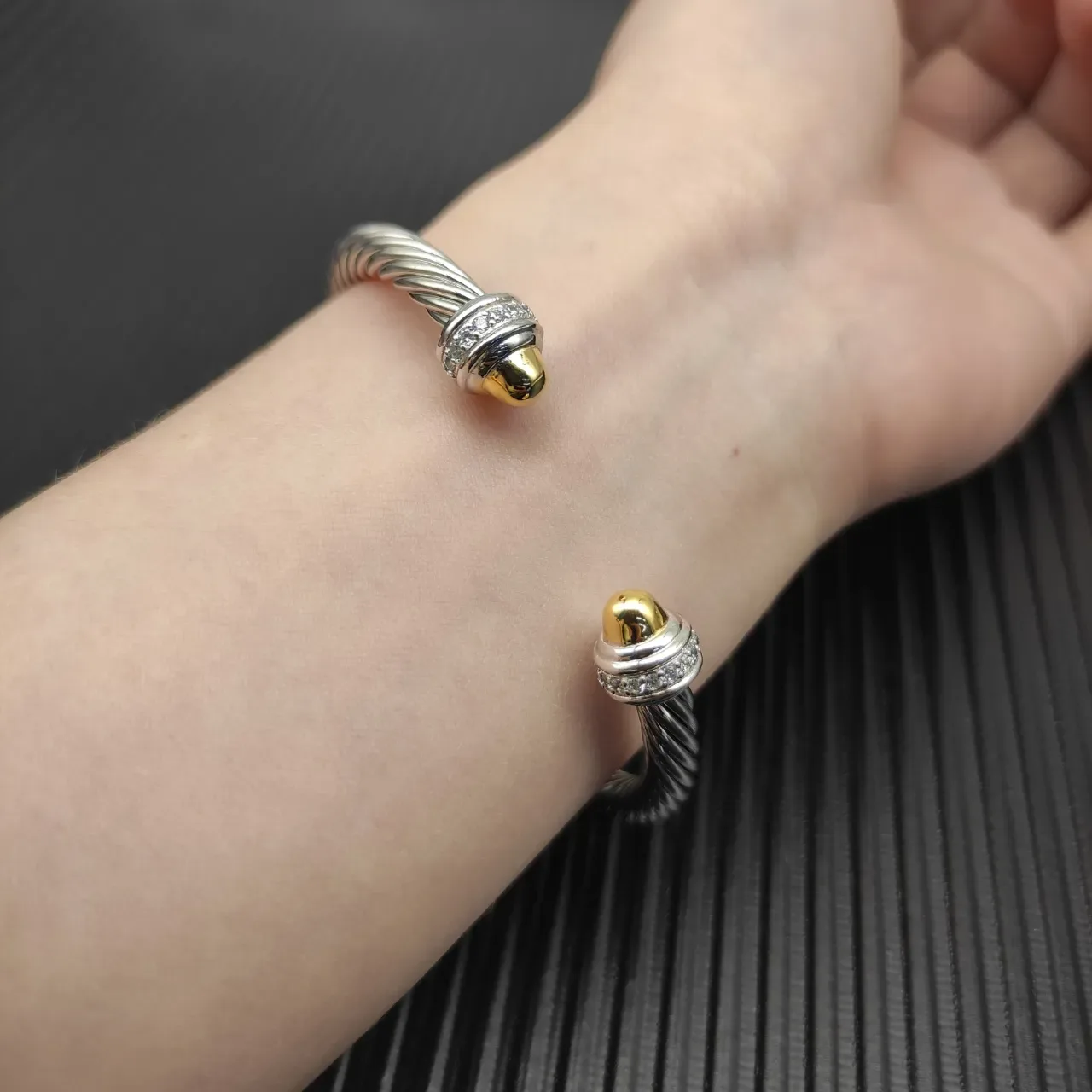 David Yurman Cable Classic Twisted Two-Tone Pavé Bracelet 11