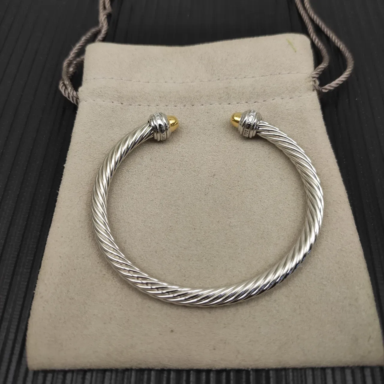 David Yurman Cable Classic Twisted Two-Tone Pavé Bracelet 12