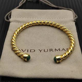 David Yurman Cable Classics Pulsera de Malacita con Diseño Retorcido en Oro