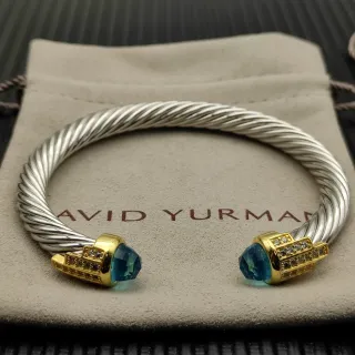 David Yurman Cable Classics Twisted Cable سوار توباز أزرق وماس