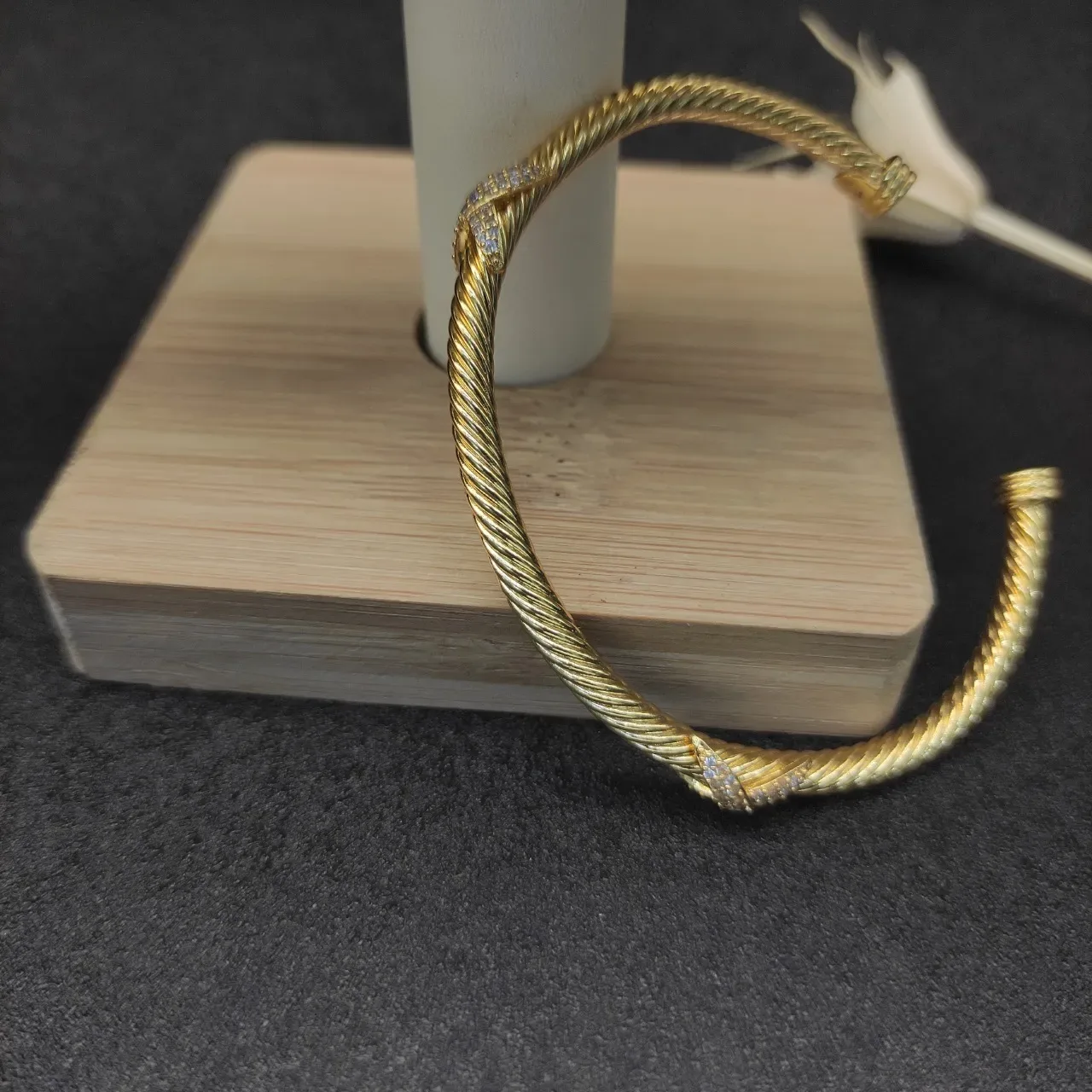 David Yurman Cable Classics Twisted Gold Pavé-Diamond Bracelet 3