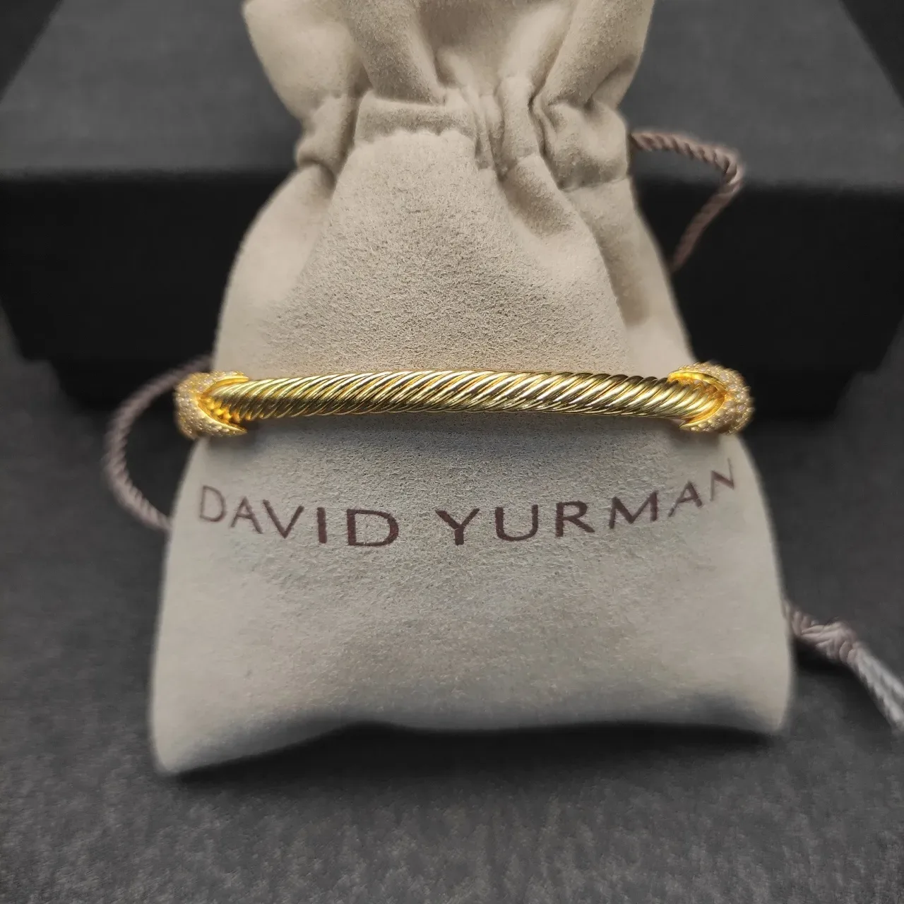 David Yurman Cable Classics Twisted Gold Pavé-Diamond Bracelet 7