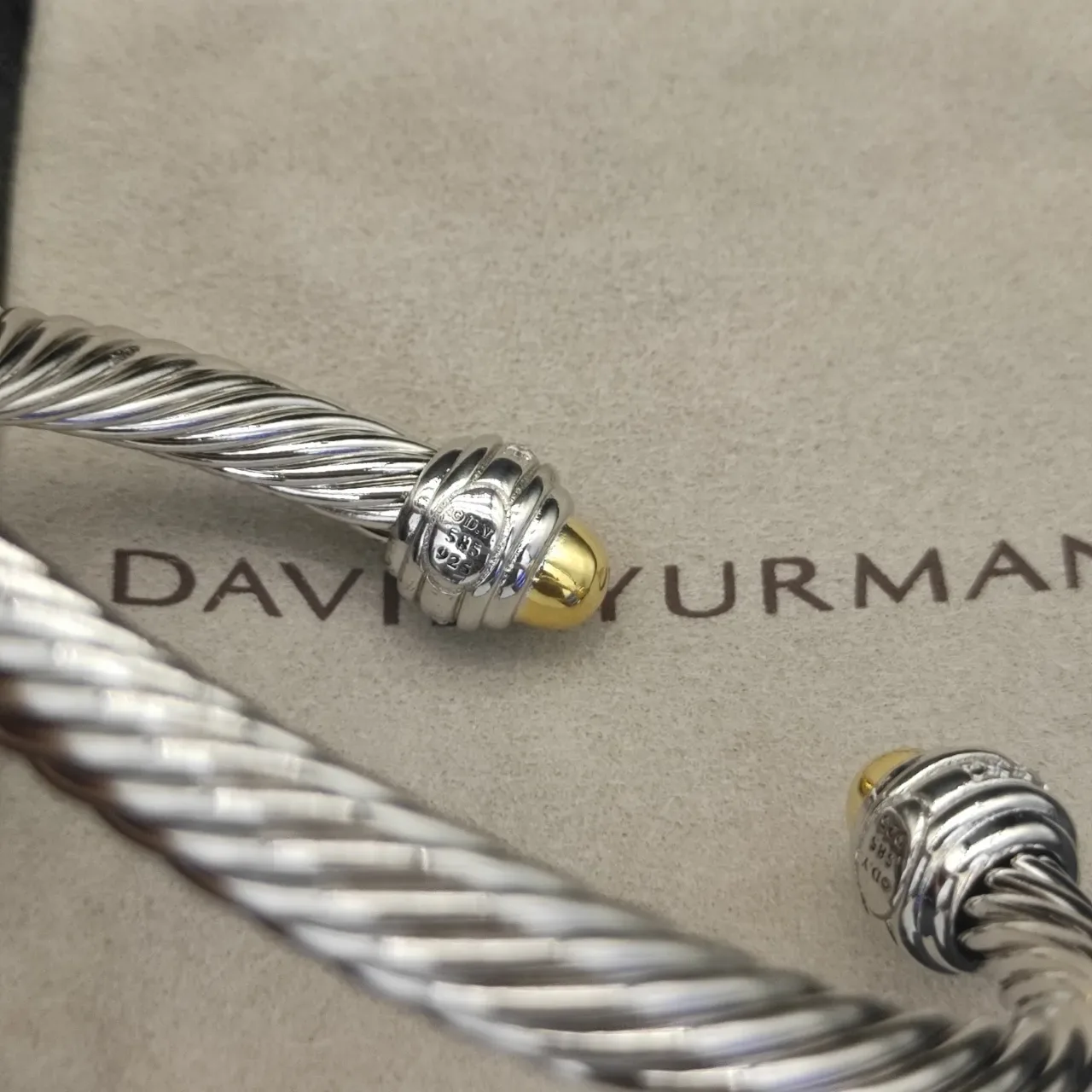 David Yurman Cable Classics Twisted Silver and Gold Pavé Bracelet 5
