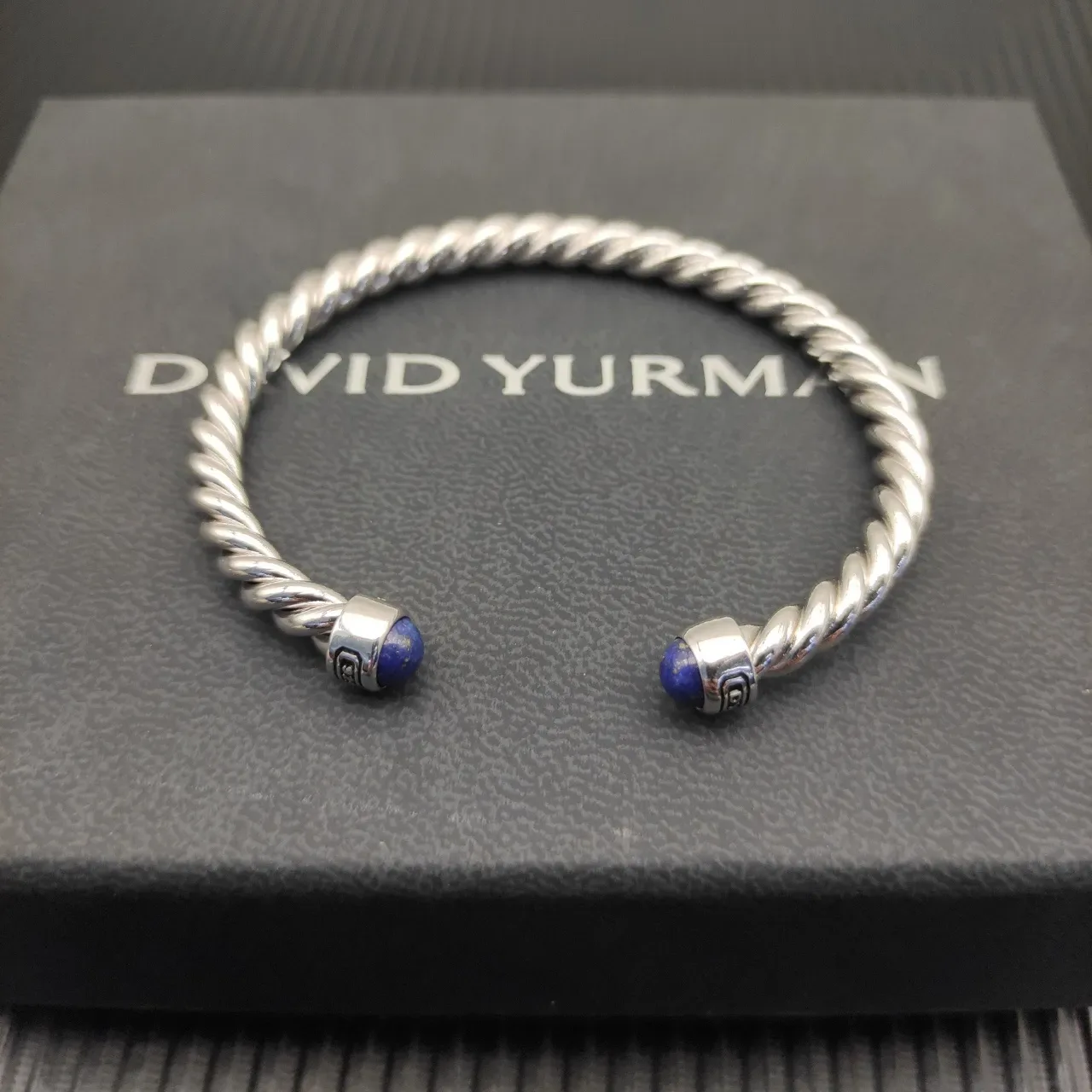 David Yurman Cable Classics Twisted Silver and Lapis Lazuli Bracelet 4