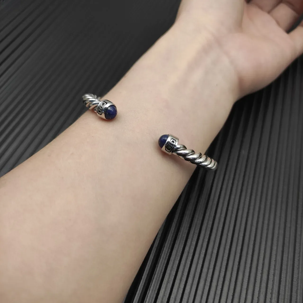 David Yurman Cable Classics Twisted Silver and Lapis Lazuli Bracelet 5