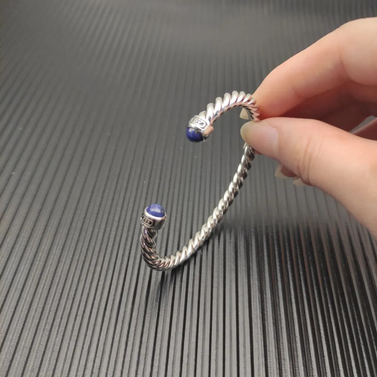 David Yurman Cable Classics Twisted Silver and Lapis Lazuli Bracelet 6