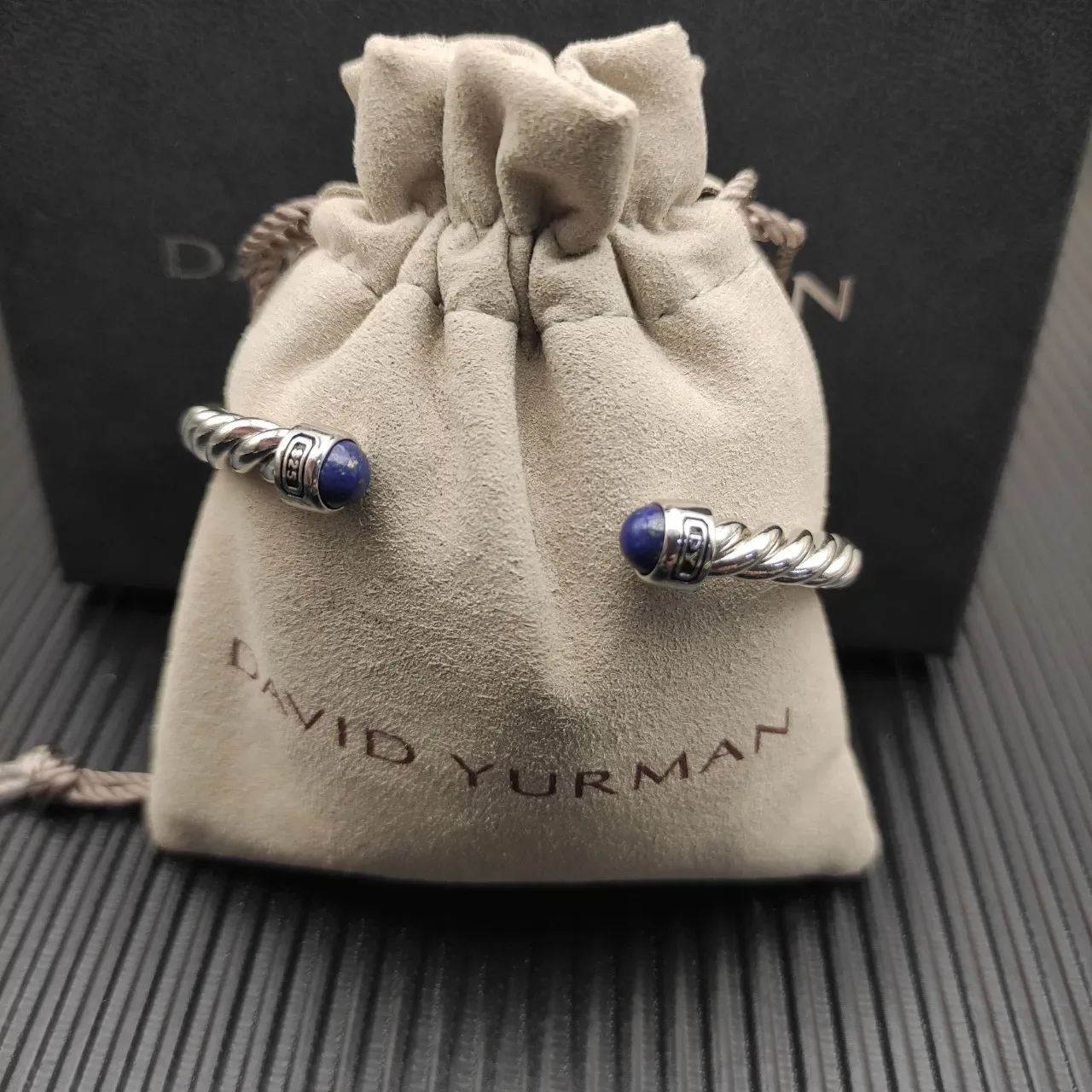 David Yurman Cable Classics Twisted Silver and Lapis Lazuli Bracelet 8