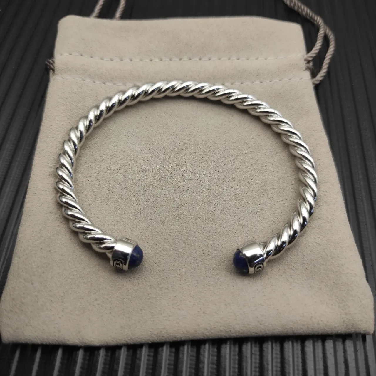 David Yurman Cable Classics Twisted Silver and Lapis Lazuli Bracelet 9