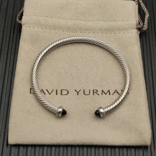 David Yurman Cable Classics Twisted prata esterlina preta pulseira cabochon