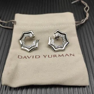 David Yurman Geometric Pavé Hexagon Hoop Earrings