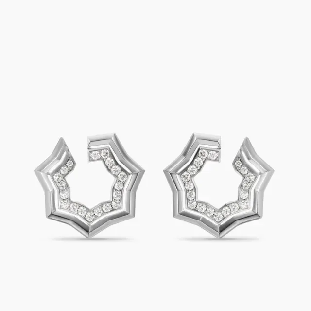 David Yurman Geometric Pavé Hexagon Hoop Earrings 2
