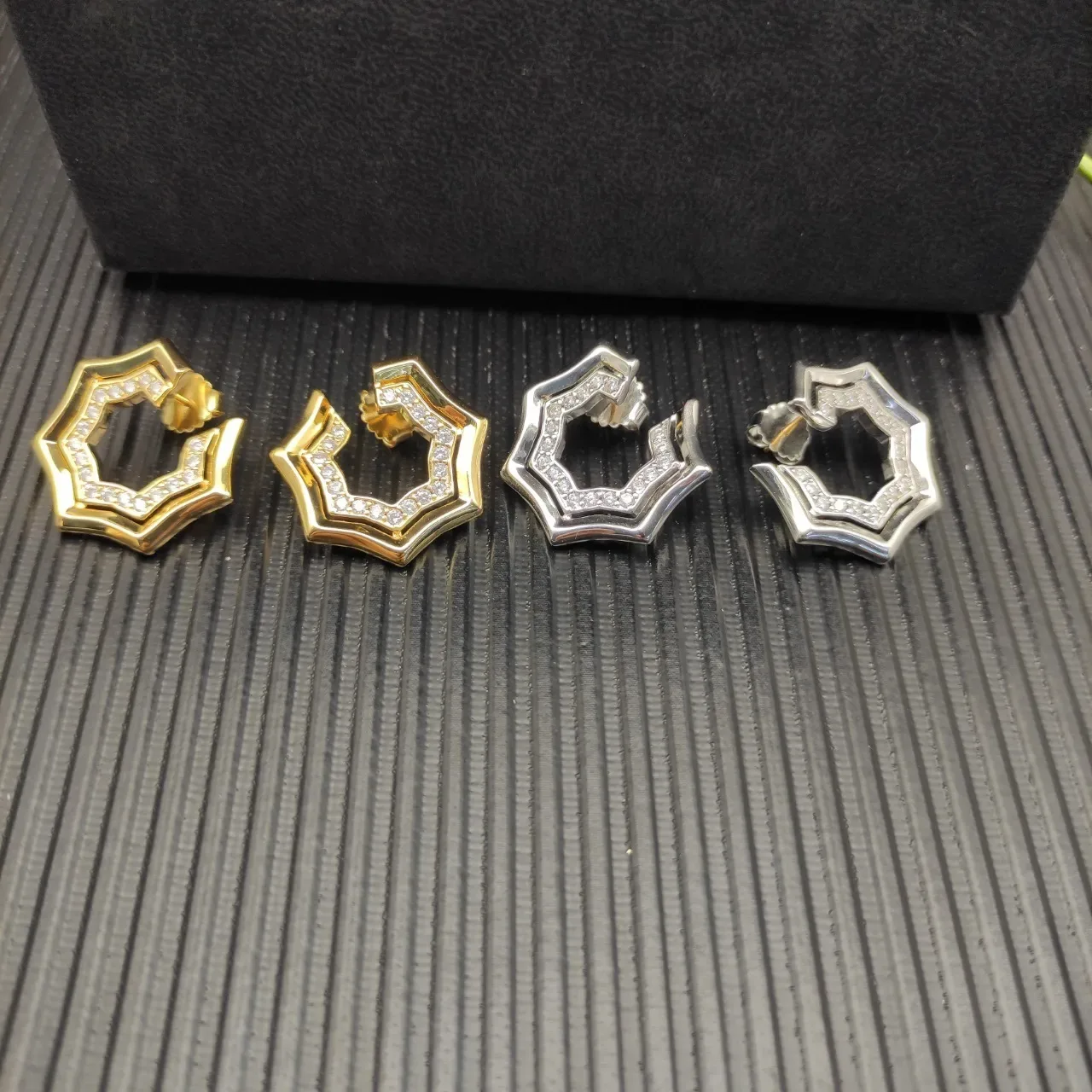 David Yurman Geometric Pavé Hexagon Hoop Earrings 5