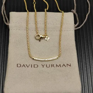 David Yurman ذهبي بيج سلسلة صندوق بار منحنية معلقة قلادة