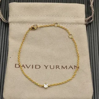 David Yurman سلسلة كابل ذهبية بيج حجر مقصوص مربع واحد سوار