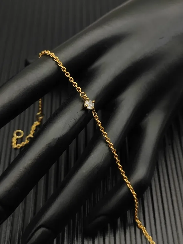 David Yurman Gold Beige Cable Chain Single Square-Cut Stone Bracelet 6