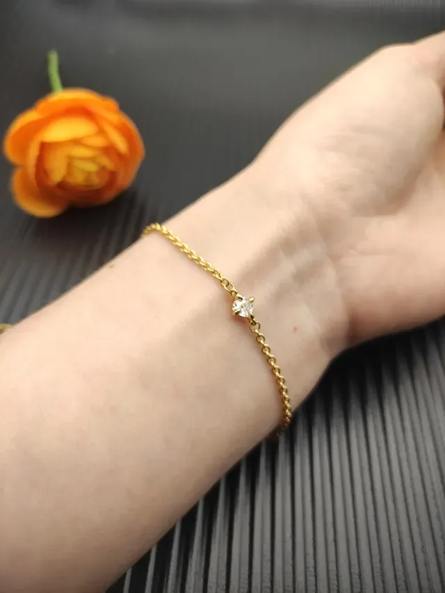 David Yurman Gold Beige Cable Chain Single Square-Cut Stone Bracelet 8