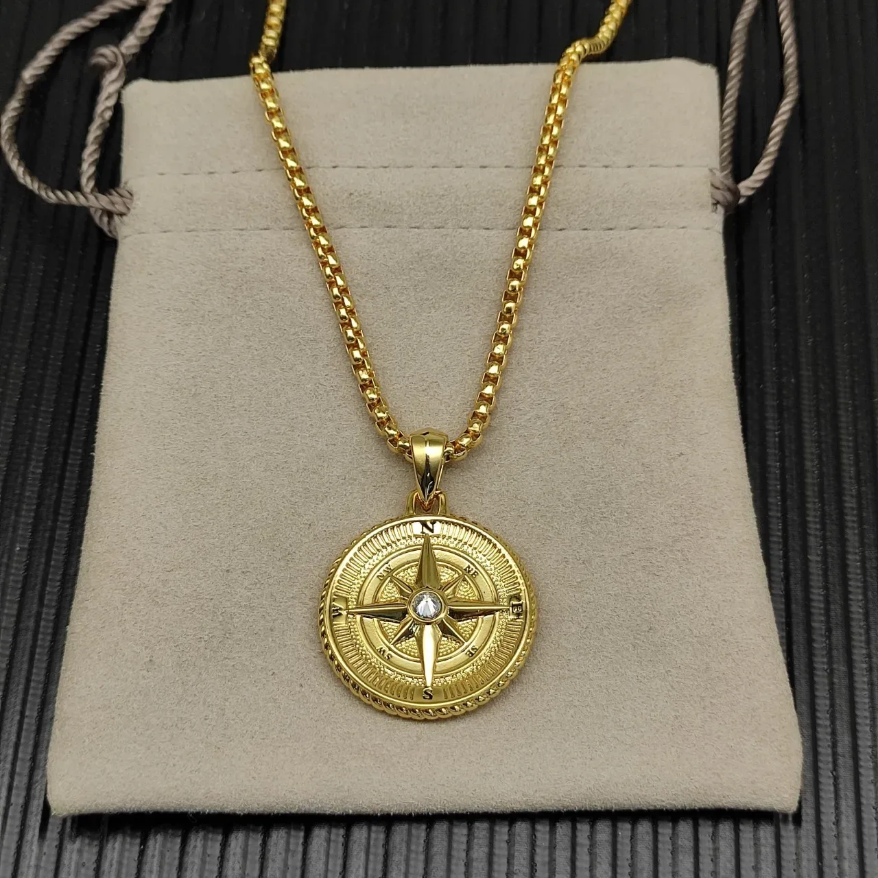 David Yurman Gold Silver Compass Rose Pendant Necklace 8