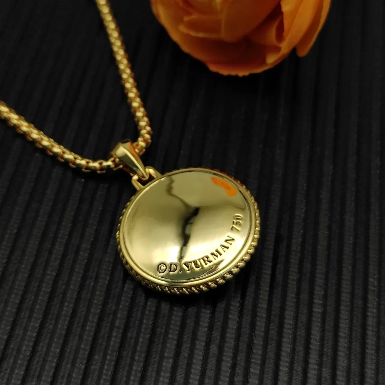David Yurman Gold Silver Compass Rose Pendant Necklace 9